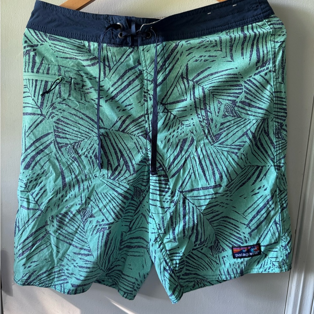 Patagonia Men's Swim Shorts - Green and Blue